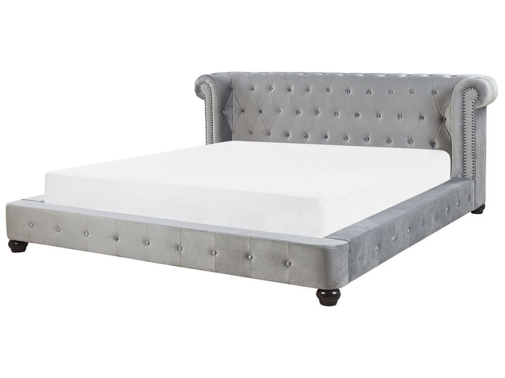 Beliani Zamatová posteľ 180 x 200 cm sivá CAVAILLON